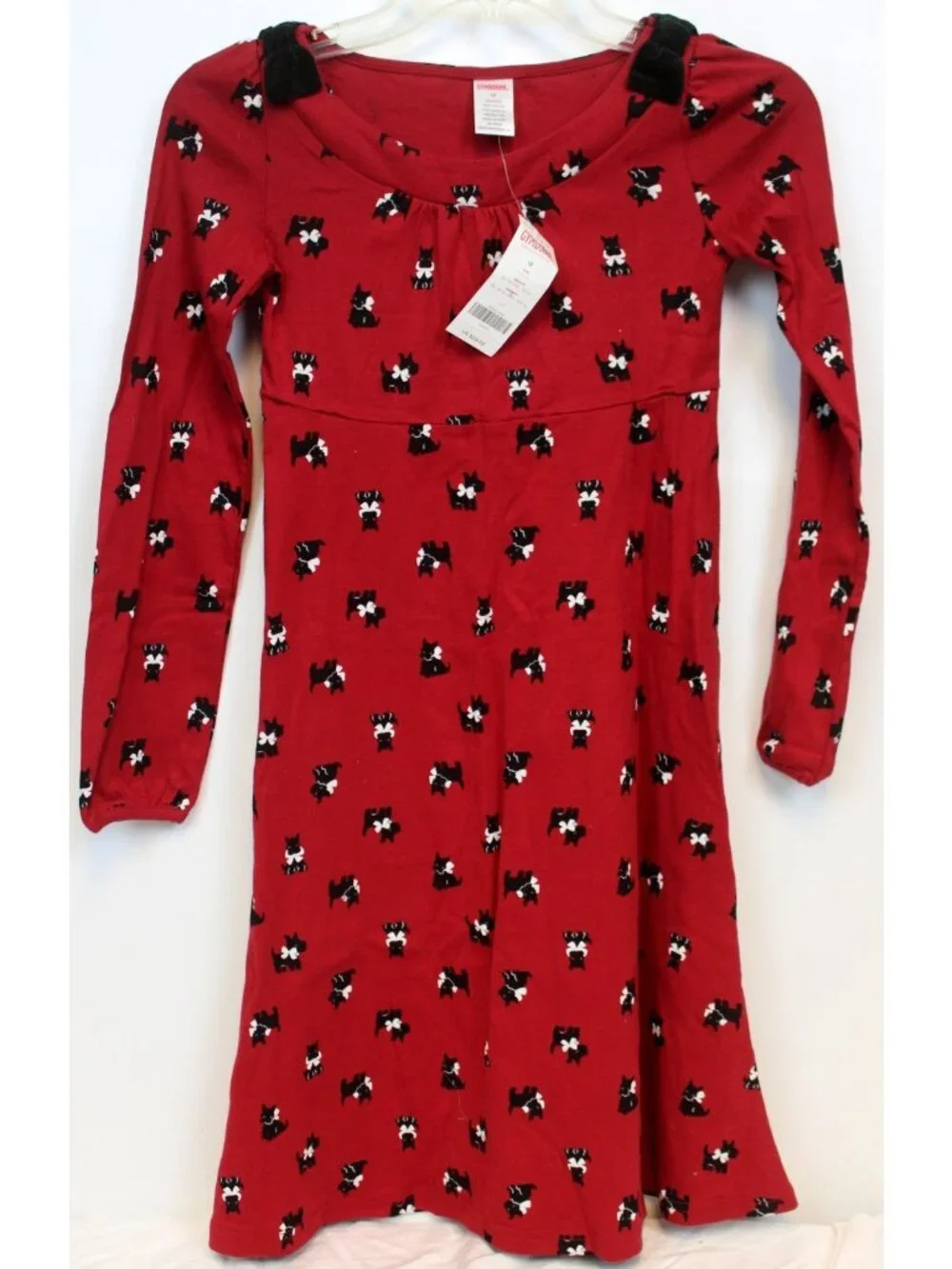 2008 Gymboree Holiday Friends Red Dress sz 12 Scottie Dogs w/Bows Xmas Party